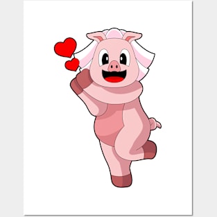 Pig Bride Heart Wedding Posters and Art